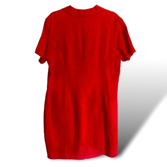 NY Sake LINEN Shirt Dress Silver Hardware Zip front, zipper pockets Red Size 1… - Picture 4 of 16